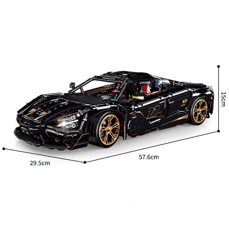 3658 Teile 1:8 Technischer 720S Supersportwagen Baukasten 10625 Ferngesteuertes Schwarzes Sportwagen-Modell Bausteine Ideen-Spielzeug für Erwachsene Geschenke