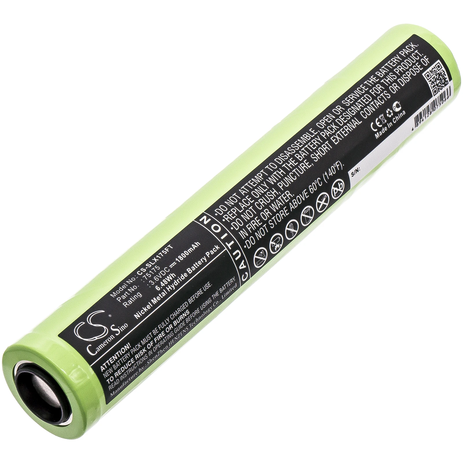 CS 1800mAh Battery for Pelican M9, For Streamlight 75175,75300,75301,75302,75303,75304,75305,75306,75307,75308,75309