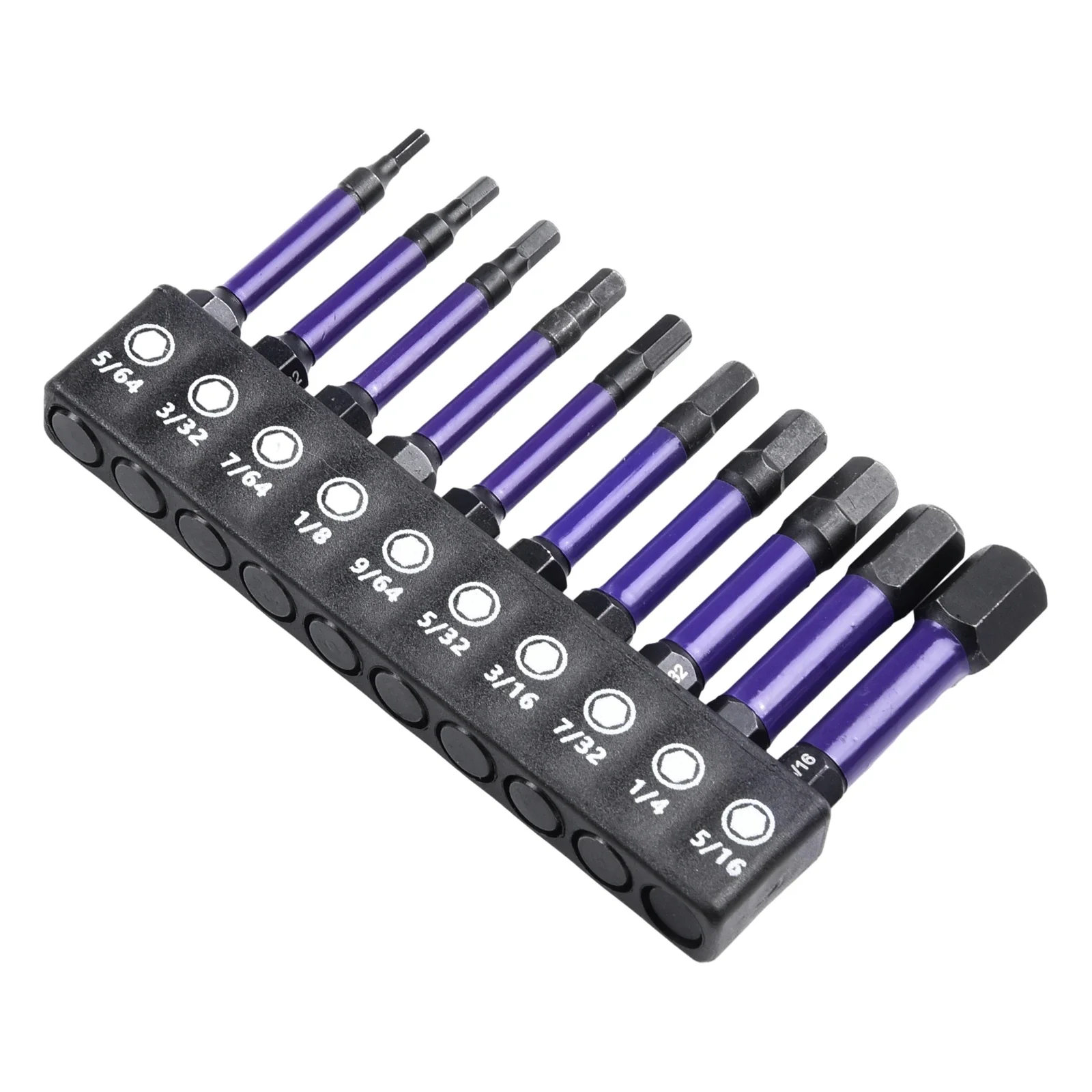 10Pcs Magnetic Hex Head Screwdriver Bit Set 1/4 Shank Screwdriver Bit Imperial 5/64 3/32 7/64  1/8 9/64 5/32 3/16 7/32 1/4 Power
