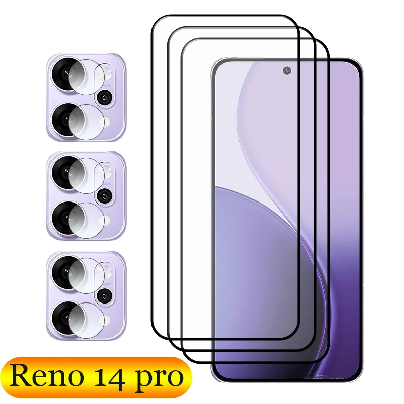 

Full Cover For OPPO Reno 14 Pro Screen protector 9H Clearly Tempered glass Anti-Scratch Reno 14Pro Soft fiber Camera film
