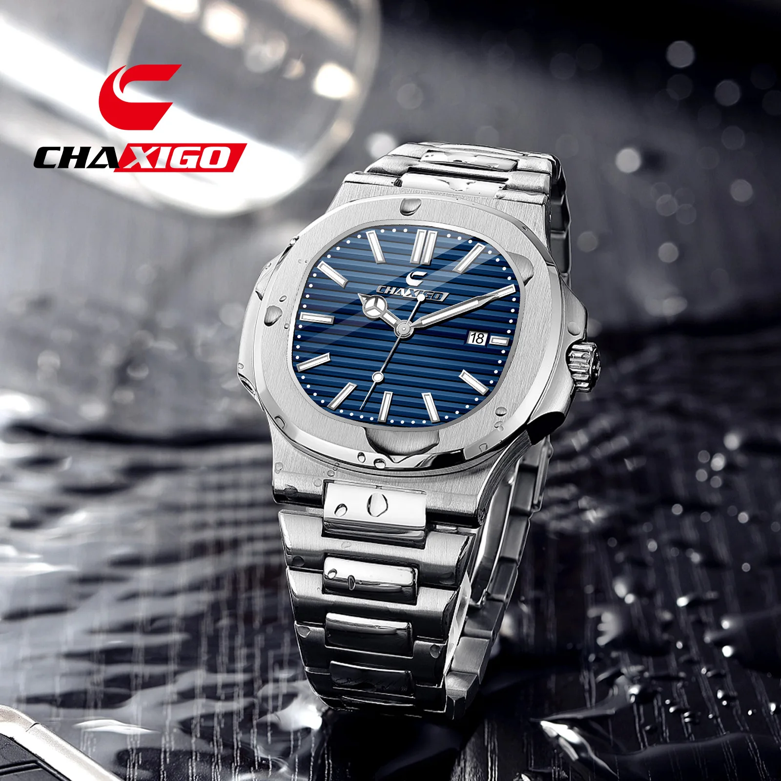 

Часы CHAXIGO, мужские деловые кварцевые светящиеся водонепроницаемые новые модные и простые кварцевые наручные часы