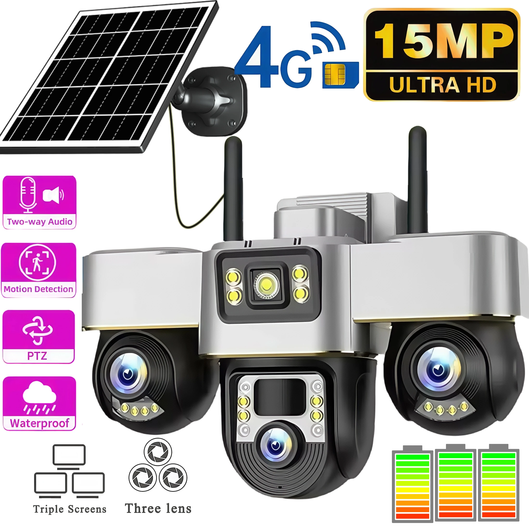 4G 15MP Three Ptz S…