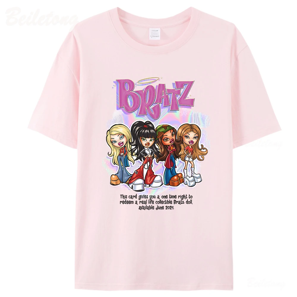 Bratz Tshirt Baggy Women Y2k T Shirt Classic Kawaii Aesthetic Harajuku 100% Cotton Print Girl Fashion Tops Oversized Tees O-neck