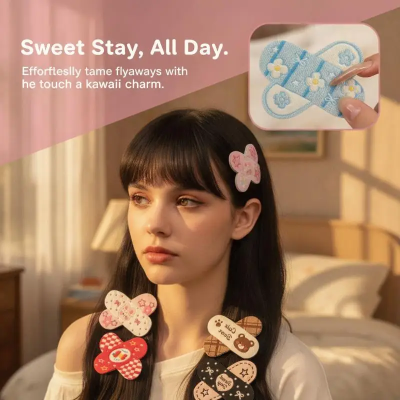 1/5Pcs Reusable Hair Bang Magic Tape Patches Kawaii Anime Band-Aid Design Hair Stickers for Girls Face Washing Makeup