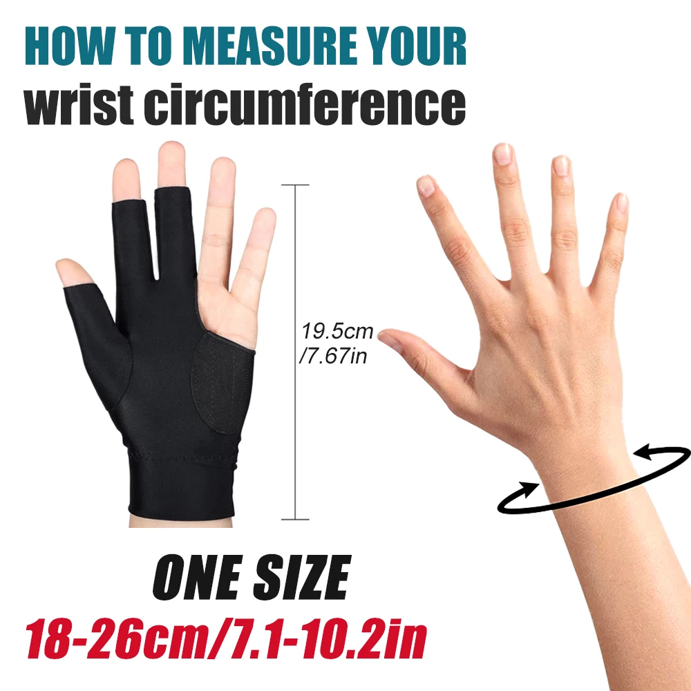 1Pcs Billiard Pool Gloves for Men and Women, Left Hand, 3 Finger, Splicing Process, Snooker Cue Sport Gloves