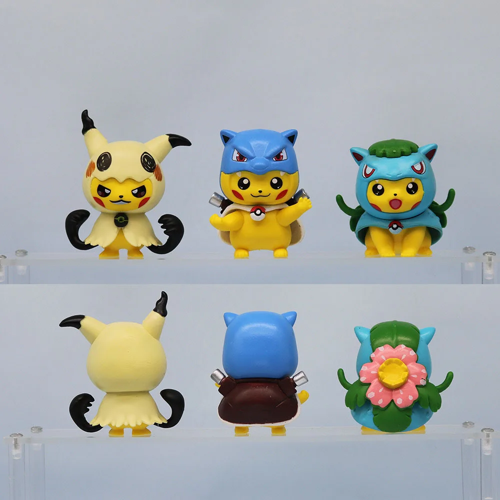 6 Pcs/Set New Pokemon Cartoons Anime Gengar Charmander Cosplay Figures Car Decorations Dolls Children's Fashion Trend Toys Gifts