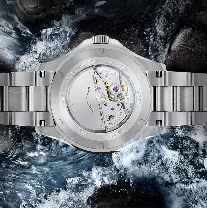 بورمان ساعة أوتوماتيكية للرجال 41.5 ملم ساعة يد ميكانيكية عتيقة 50 متر مقاومة للماء ياقوت مضيئة Miyota8125