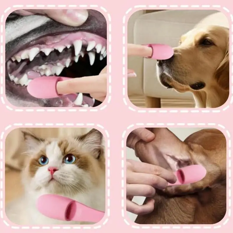 Cat Chin Brush Soft Silicone Grooming Chin Scrubber Non-Slip Multifunctional Finger Pet Supplies Cleaning Brush for Cats & Dogs