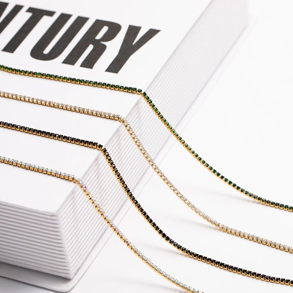 

WILD & FREE Fashion Luxury Stainless Steel Color Crystal Necklace for Women Shiny Romantic Trendy Jewelry