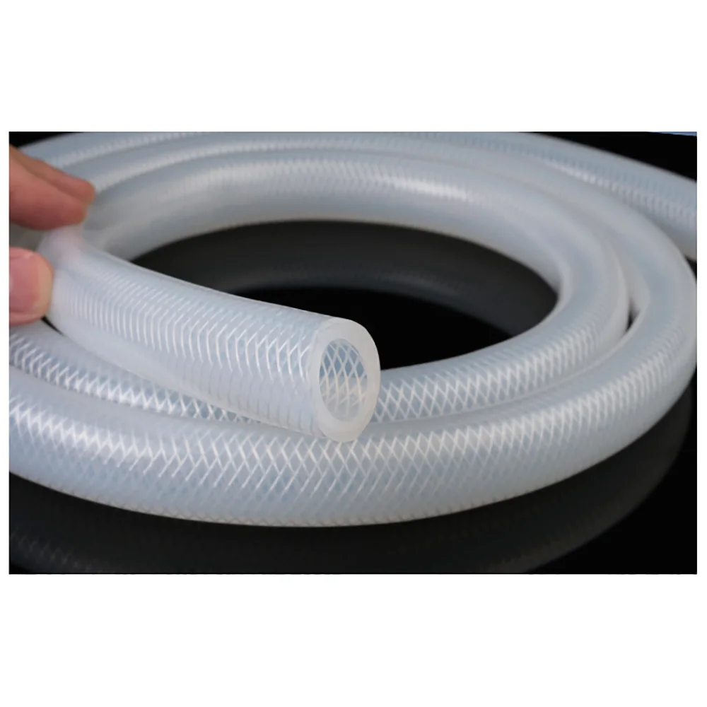 

New Thickening Silicone Hose Tube Food Grade Braided Fibre Hoses ID 4mm to 19mm Liquid Transport Pharmaceutical Food Processing