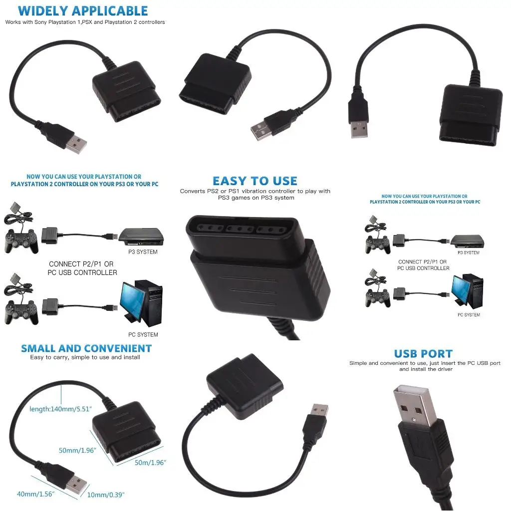 محول وحدة التحكم لوحدة تحكم PS2 يتصل بـ وحدة تحكم PS3، وكابل محول مشغل ألعاب PS2 مع كابل محول ألعاب الكمبيوتر بدون سائق