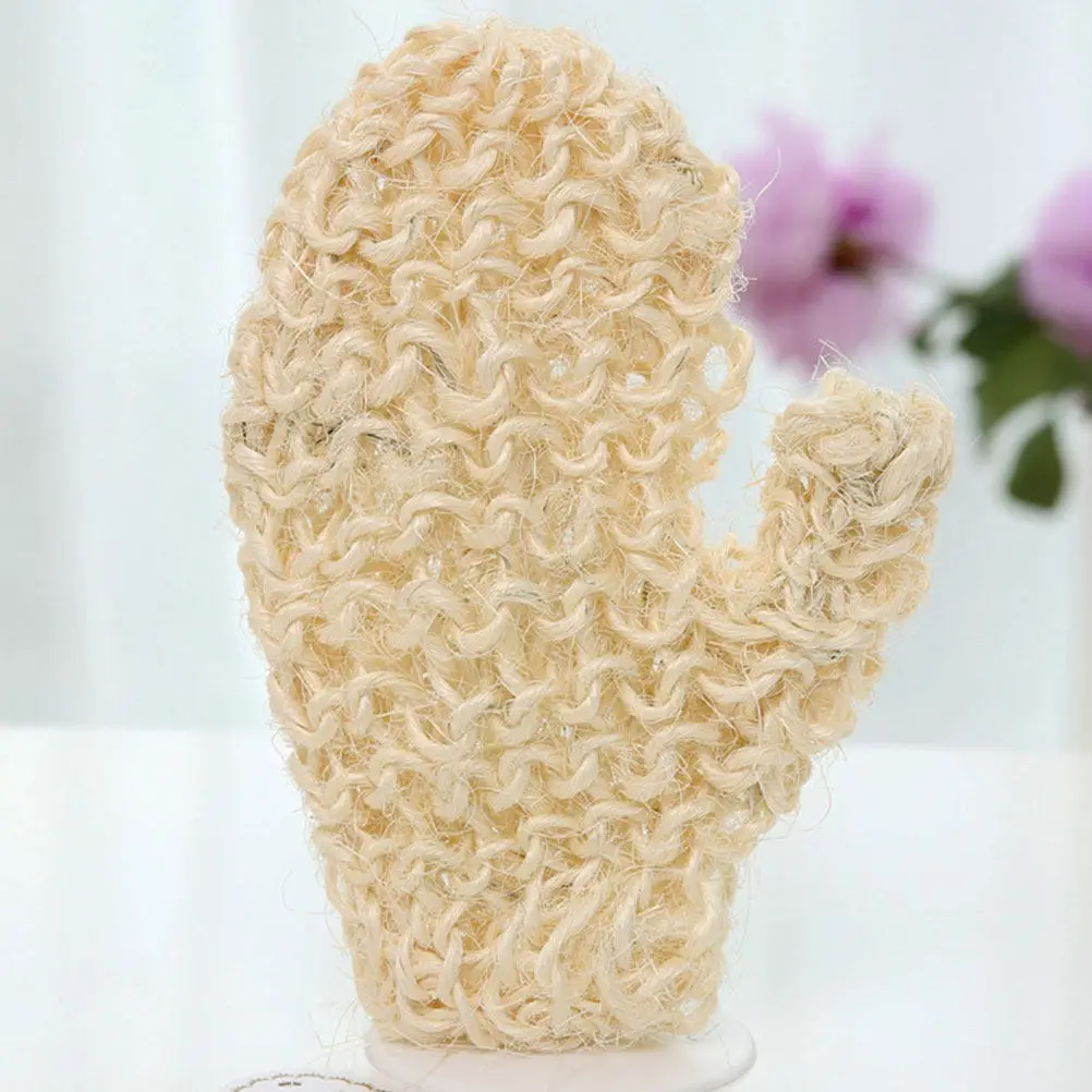 1Pair Sisal Exfoliating Bath Gloves Skin Scrubbing Mittens for Circular Motion Exfoliation Deep Cleansing Body Wash Reusable