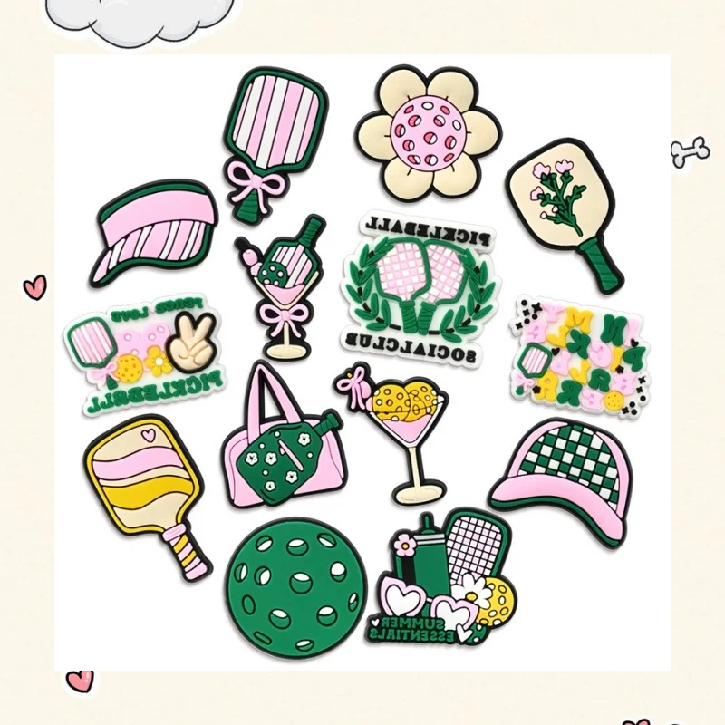 

PVC pickball series shoe buckle charms accessories decorations for sandals sneaker clog wristbands bracelet for party