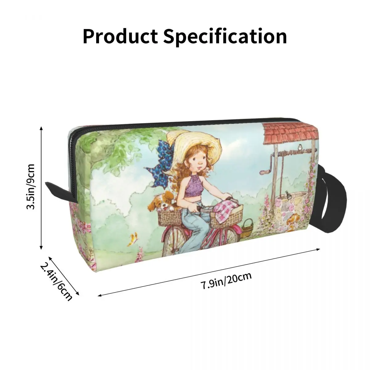 Kawaii Sarah Kay Bike Ride Makeup Bag Pouch Zipper Cartoon Cosmetic Bag Travel Toiletry Bag Organizer Storage Purse for Women