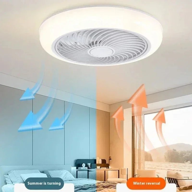 Venda quente ventilador de teto inteligente com luzes controle remoto quarto decoração lâmpada 52cm ar lâminas invisíveis retrátil silencioso