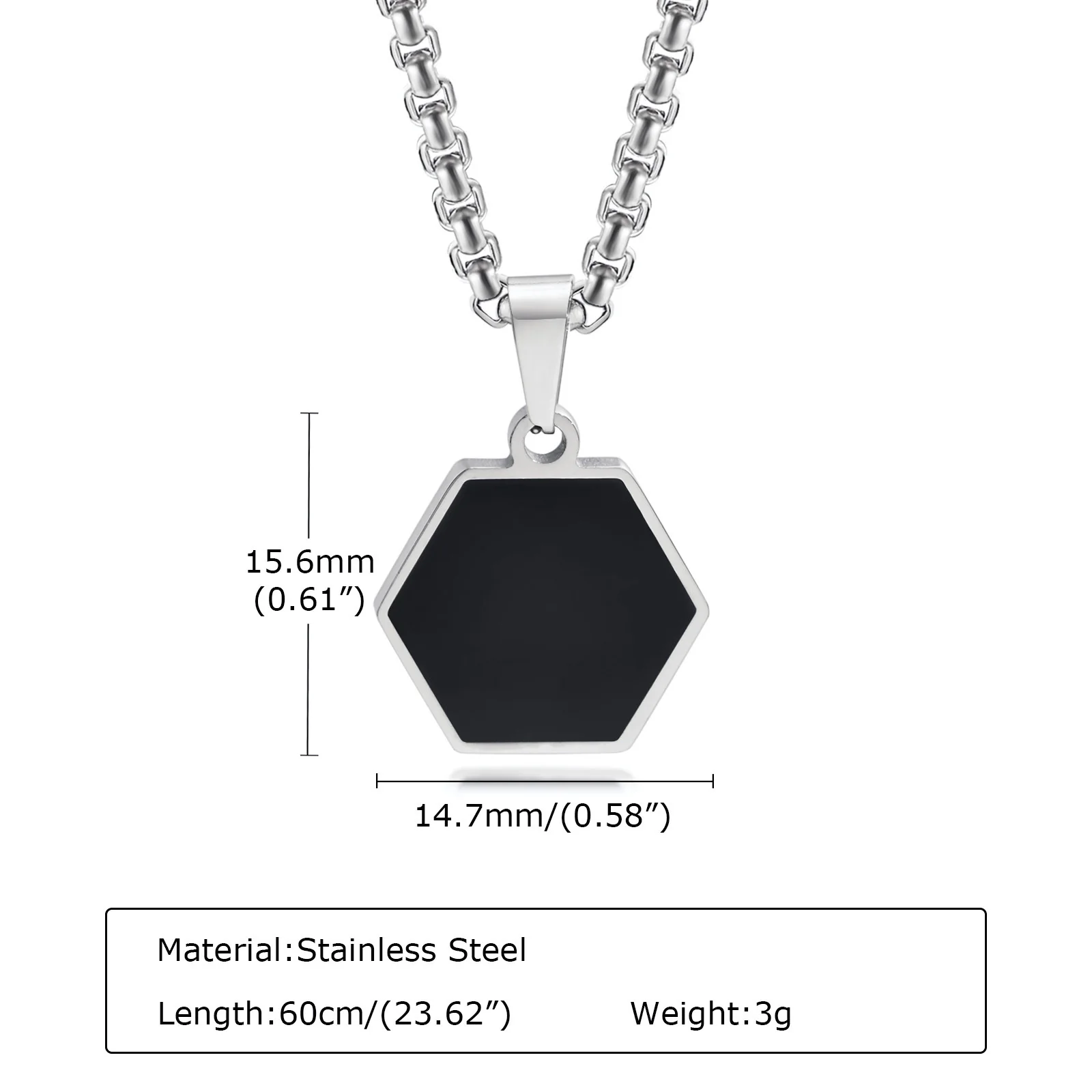 Simple Hexagon Necklaces for Men Boys,Waterproof Stainless Steel Geometric Pendant Collar, Black collar de hombres Jewelry - Image 5