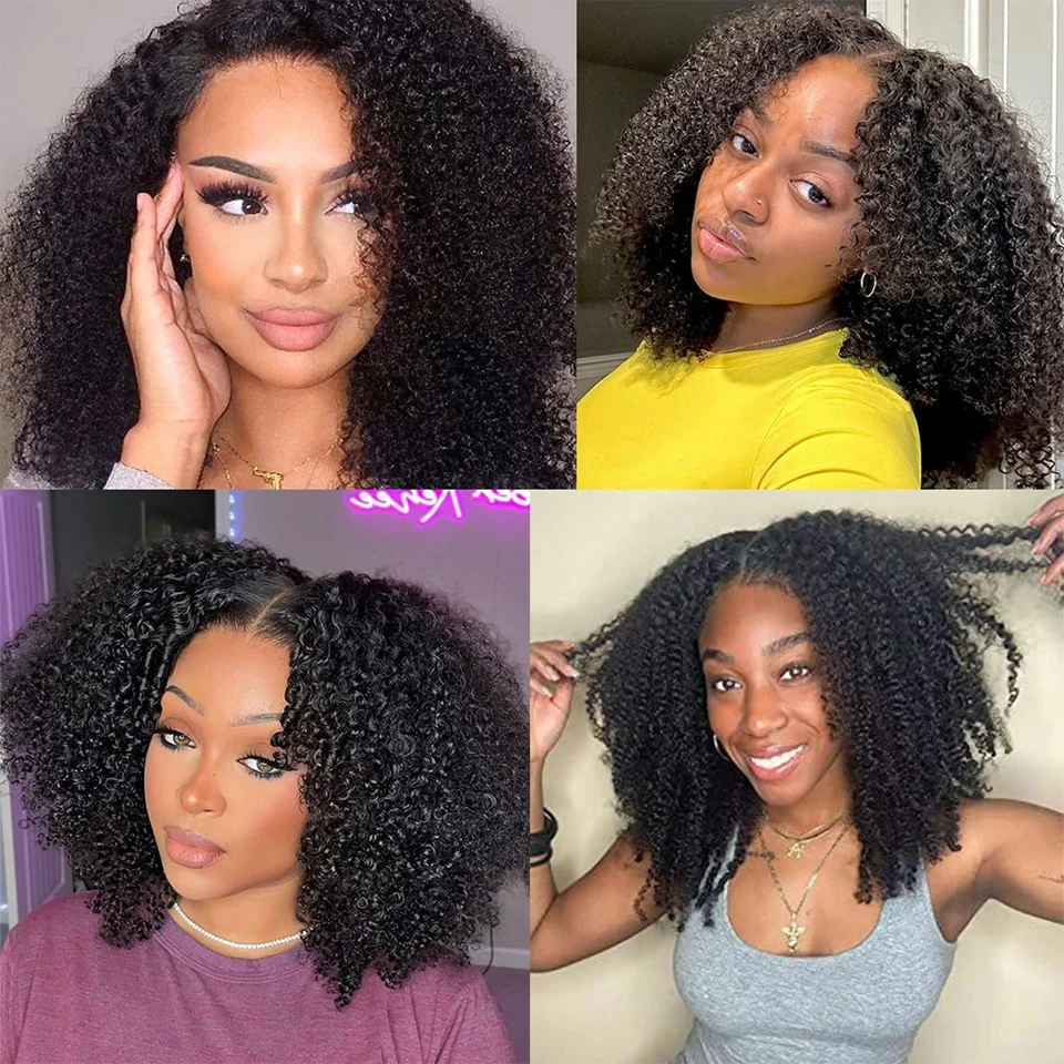 Unprocessed Raw Indian Afro Curly Bundles Human Hair 4A 4B 4C Afro Kinky Curly Human Hair Bundles Double Weft Virgin Human Hair Extensions Natural Color Soft Real Human Hair Weave Bundles For Women Daily Use Birthday Holiday Gift Kpop Popular Hairstyles