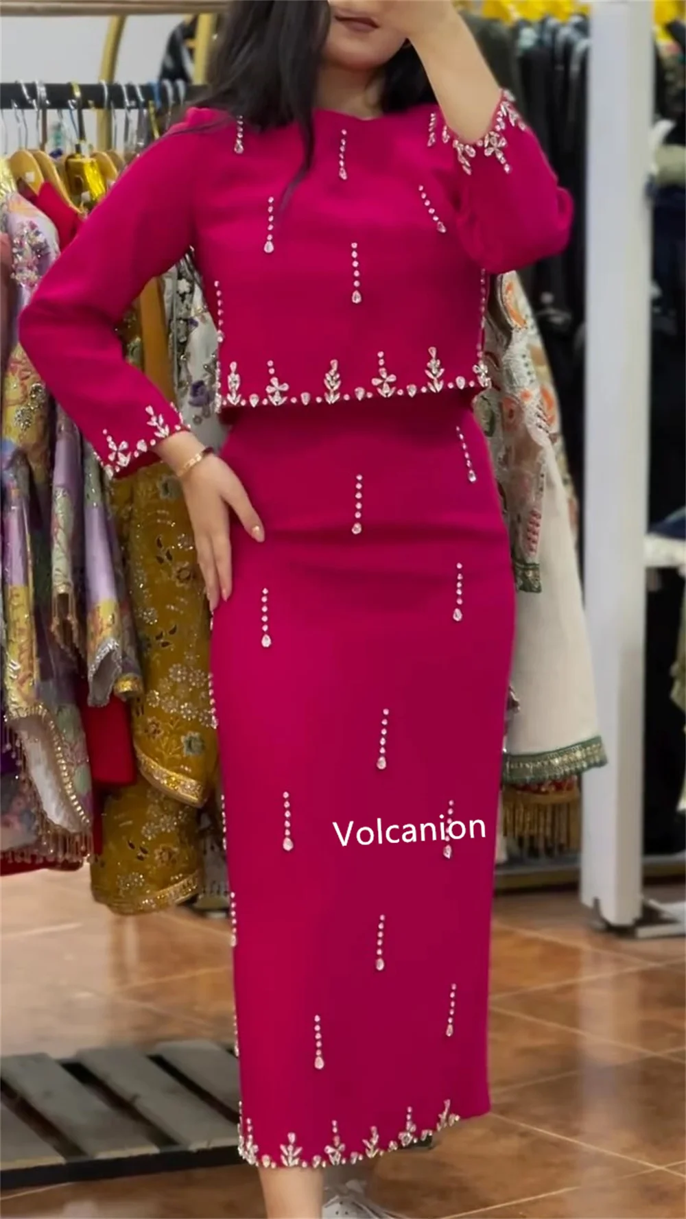 Прямые платья миди из джерси со стразами и круглым вырезом по индивидуальному заказу, классические простые платья для выпускного вечера на заказ