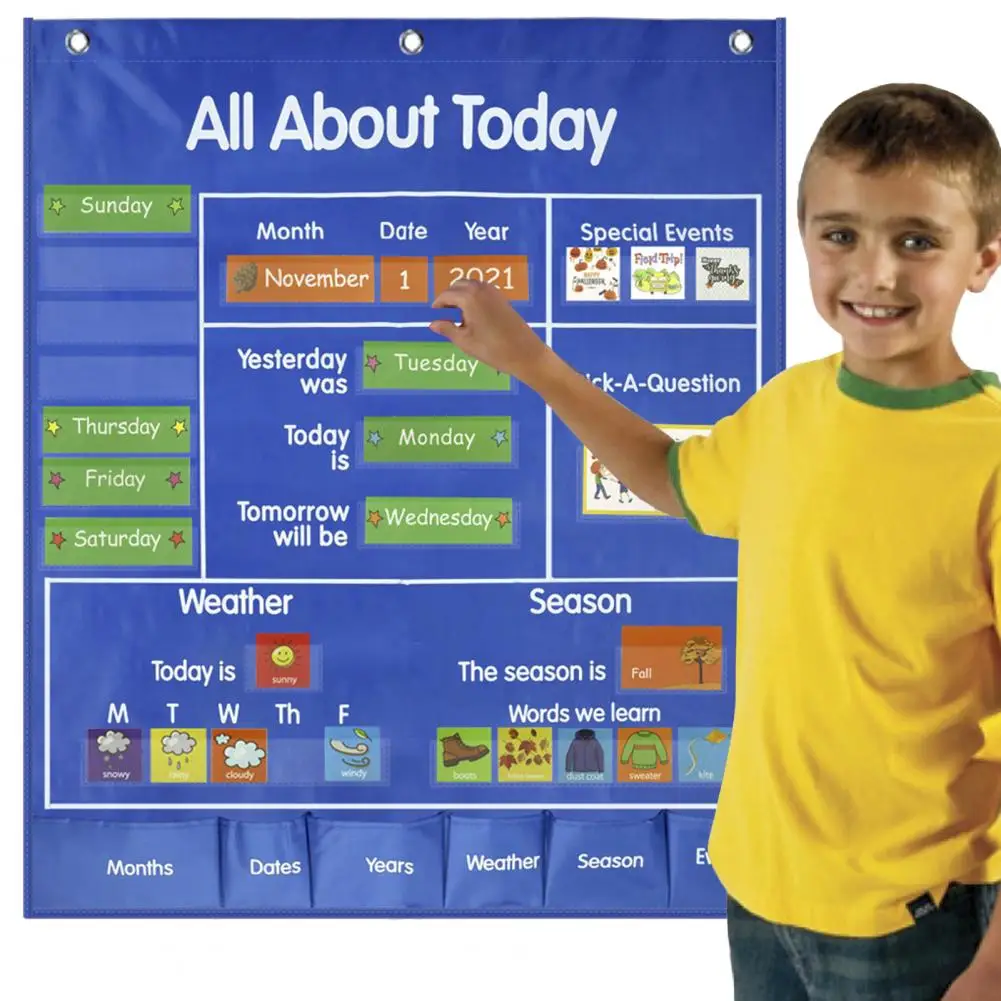 

Learning Toy Lovely Weather Pocket Chart Calendar Classroom Pocket Table Classroom Supplies