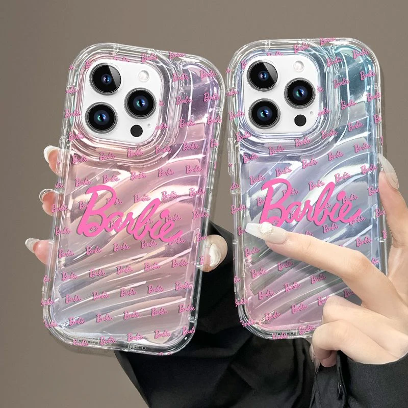 Barbies laser Pink Alphabet Twill Silicone Soft Case Iphone14/13Promax Full Cover Phone Case Christmas Gift New in