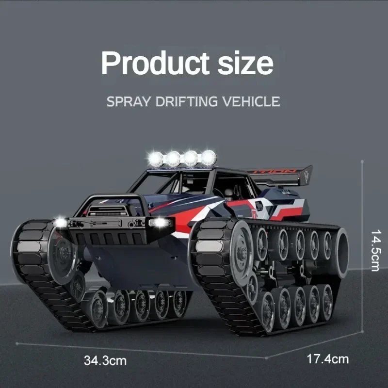 RC Car 1/12 2.4G Tracked Spray Tank Car High Speed Drift Off-Road Car LED Light Armored Toy