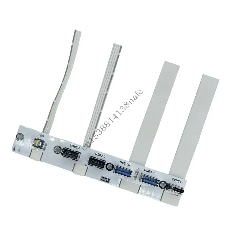594F Computer Front Expansion Bracket 5 USB Port 20G Type C LED Control Switches