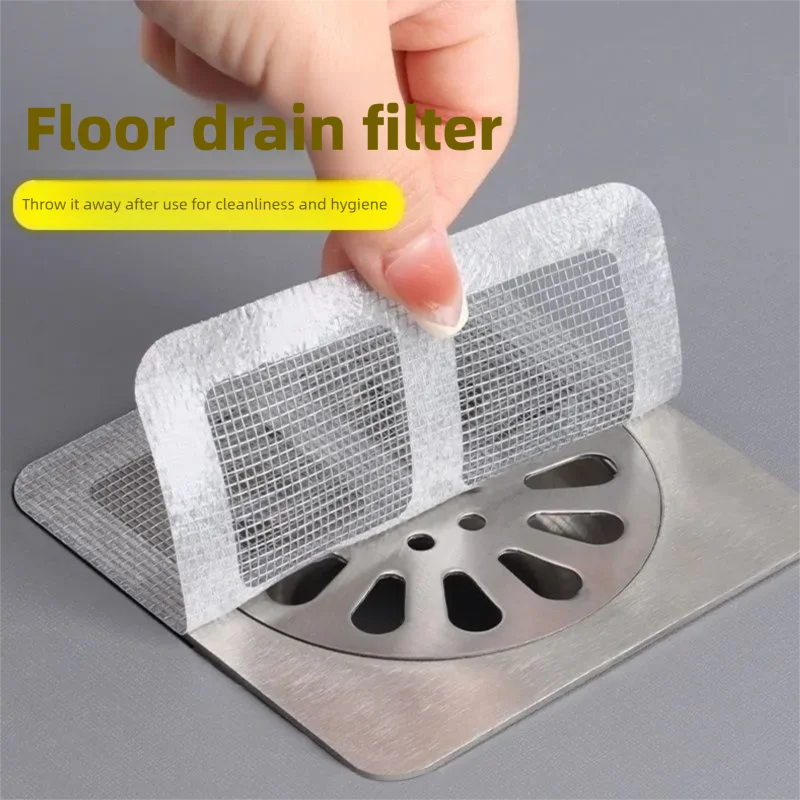 

10Pcs Disposable Hair Catcher for Shower Mesh Shower Drain Covers Floor Sink Strainer Filter Mesh Sticker Bathroom Accessories