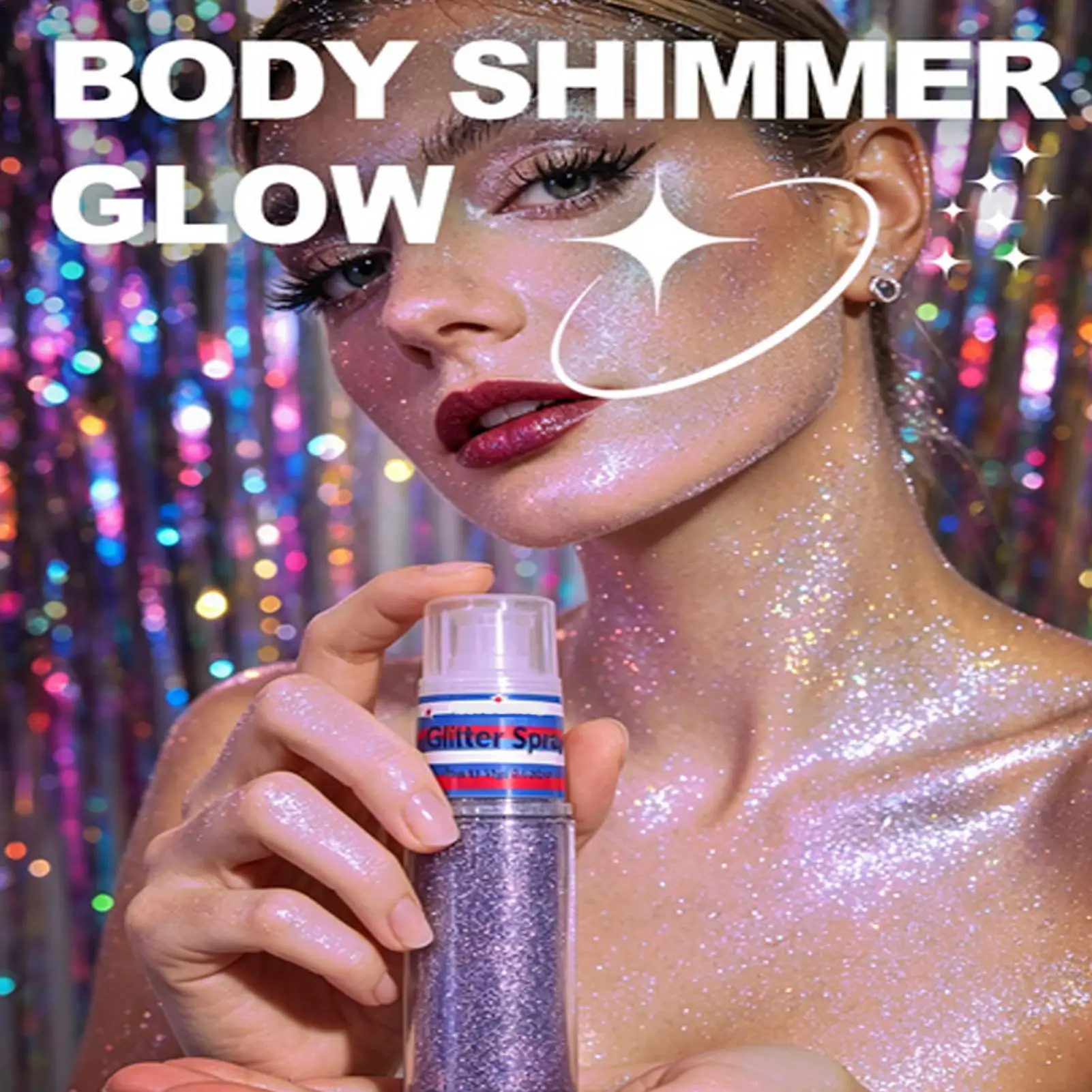 15g Face Body Glitter Spray Long Lasting Sweat Resistant Highlighter Shimmer Powder for Stage Costume Party Makeup Supplies