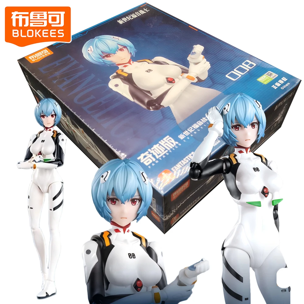 

Genuine Blokees Neon Genesis Evangelion Action Figures Rei Ayanami Anime Peripheral Shelf Ornament Holiday Gifts for Friends