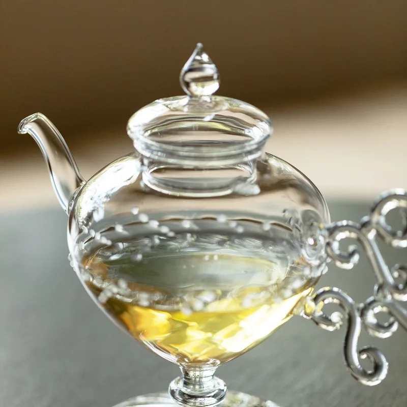 New Chinese handle teapot, Chaolu creative borosilicate, tea dispenser, heat-resistant glass handmade, kung fu tea set