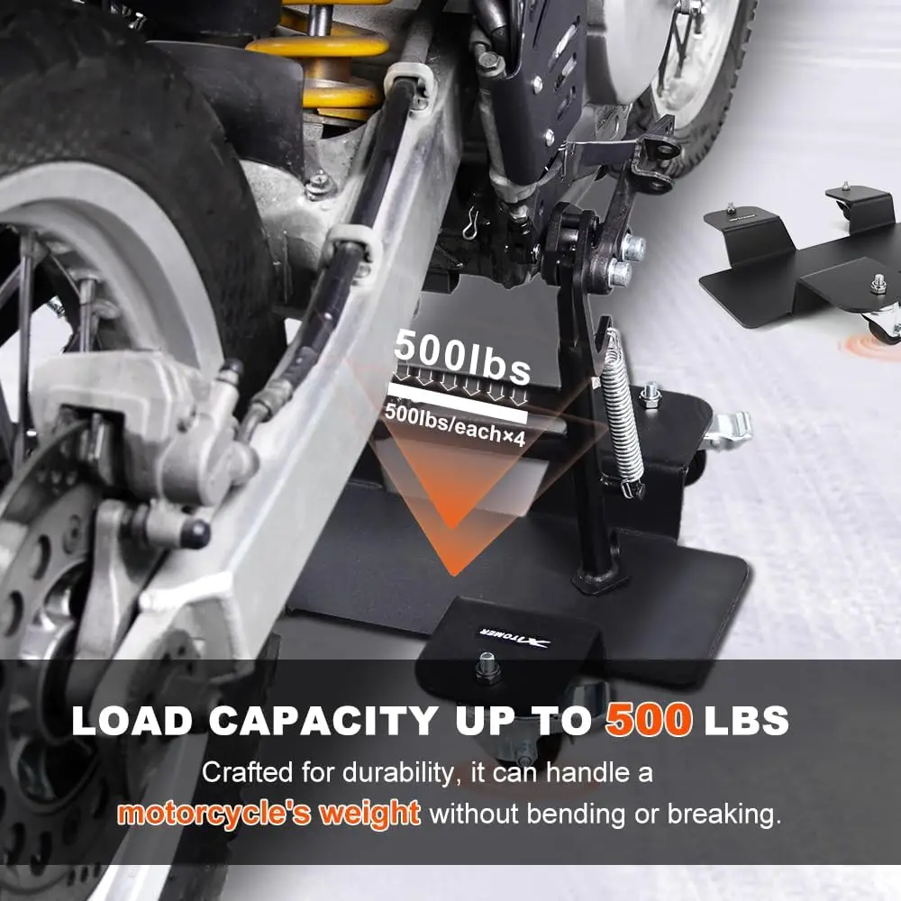 Motorcycle - Holds Up to 500lbs - Center Stand Mover Dolley 360-Degree Castor Heavy-Duty Bike Dolly for Easy Movement in Tight S