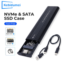 NVME M.2 Solid State Drive External Enclosure 2230/2242/2260/2280 M.2 to USB C 10Gbps SSD Aluminum Case Type A+C for M/M+B Key