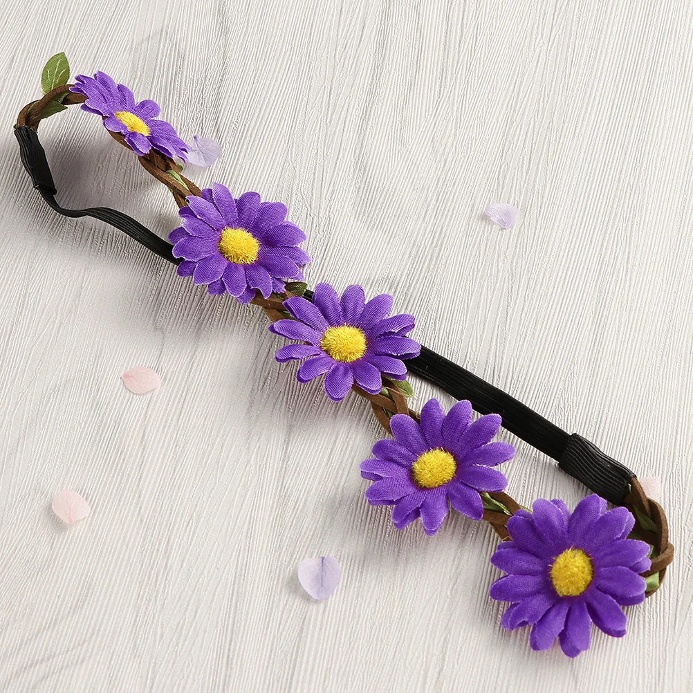 

5pcs Sunflower Headband Handcrafted Hair Wreath for Hawaiian Party Cheerleading Photo Prop Tropical Beach Accessories