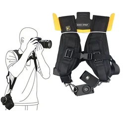 Black Double Dual Camera Shoulder Strap Quick Rapid Sling Belt Adjustment for Canon Nikon Sony 2 Cameras Digital DSLR Strap