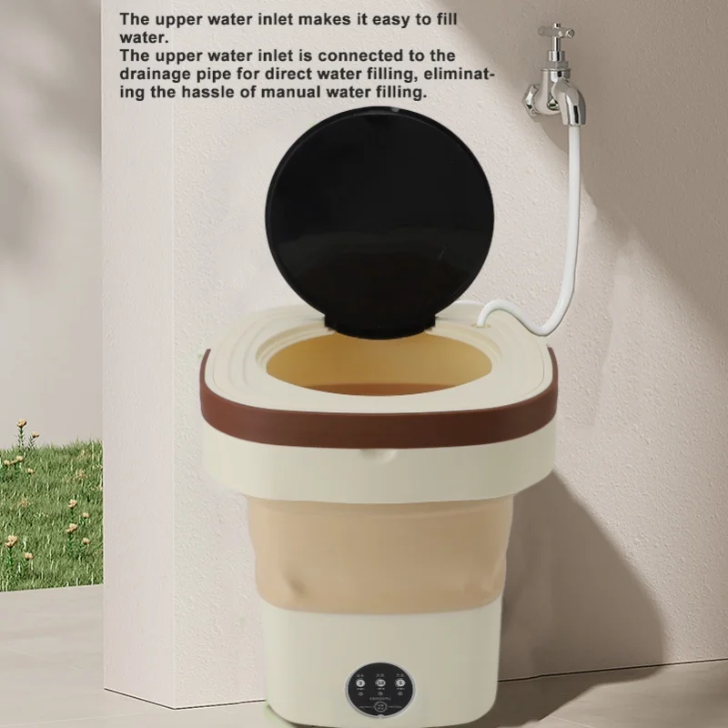 Portable Washing Machine Mini Foldable Washer 8.5L Deep Cleaning Of Underwear Baby Clothes Socks For Apartment Dormitory Hotel