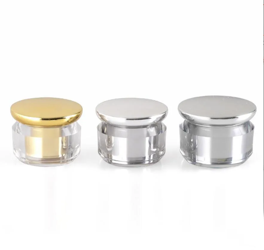 

10g shiny silver/gold plastic arylic cream jar for sample/eye cream/art nail/essence/gel/spot remover cosmetic packing