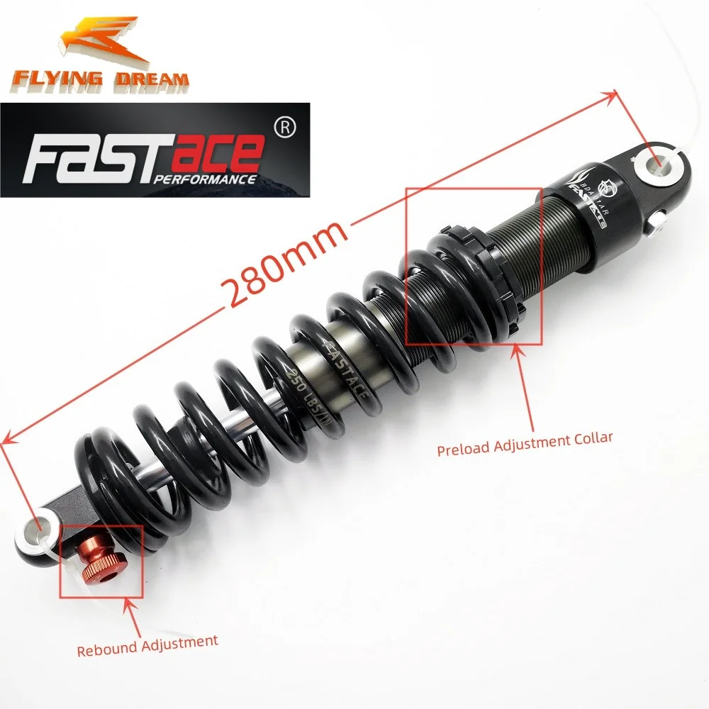 Fastace BDA01AR BS-22AR 280mm 250LBS Rear Shock Absorber For CRF50 CRF70 XR70 XR50 KLX110 Pit Dirt Bike
