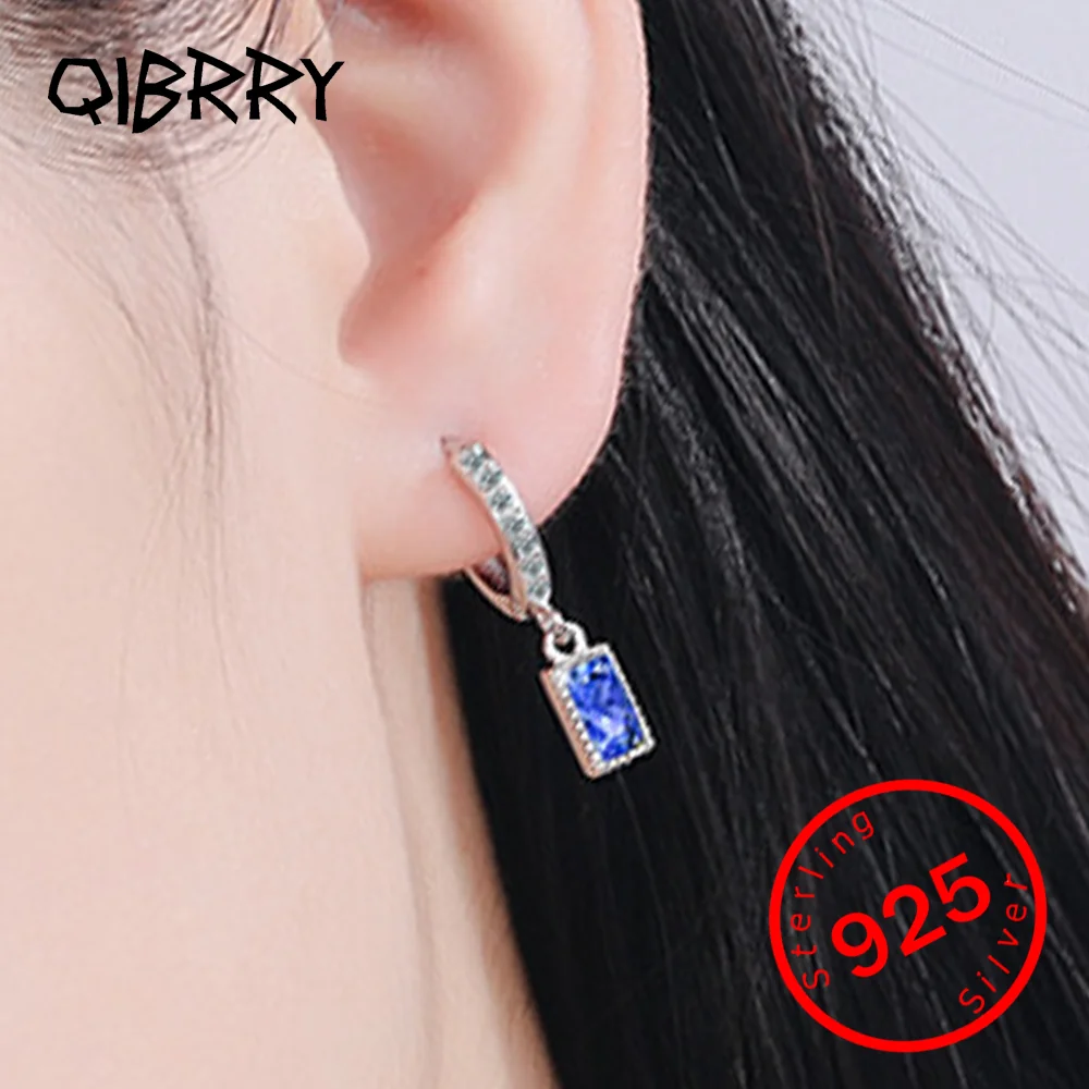 

925 Sterling Silver Earring 2025 New Blue Natural Zircon Stone Drop Earrings For Women Luxury Ethnic Jewelry Crystal Gift