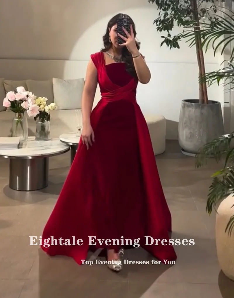 Vestido de noche árabe de Eightale, plisado personalizado, largo hasta el suelo, vestidos de fiesta de boda y graduación de satén