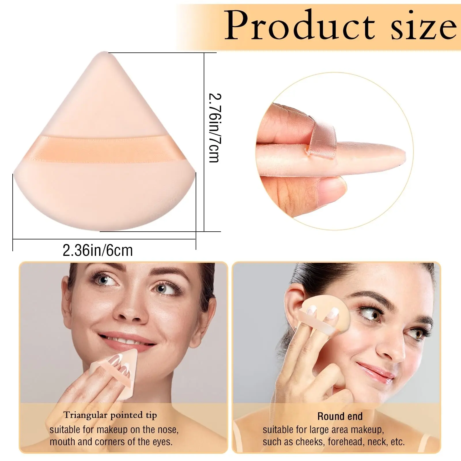 6 Pieces Powder Puff Triangle Makeup Sponge Setting Powder Puffs for Loose Powder Velour Puff for Face Exquisite Makeup Eyes Co