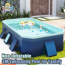 Piscina dobrável grande para família, moldura não inflável, resistente ao desgaste, jardim ao ar livre, jogos aquáticos de verão, crianças, 1,6-3m