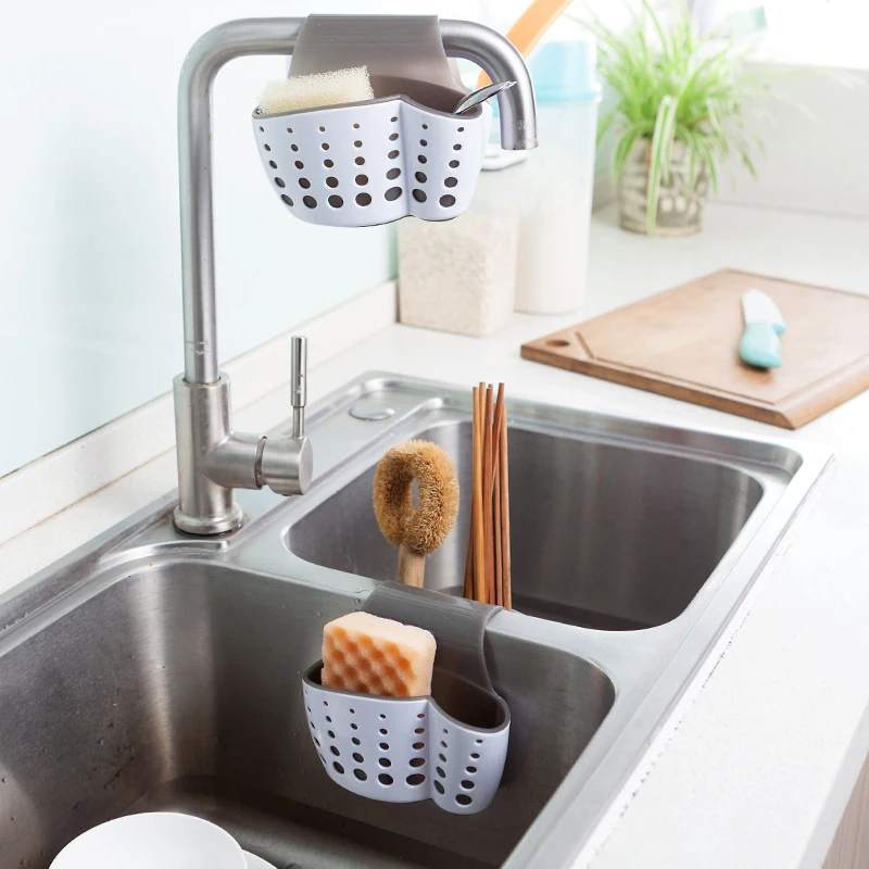 

2 Bags Drain Rack Sink Sponge Holder PVC Adjustable Tap Strainer Soap Shelf ganizer Bathroom Storage Shelving BagKitchen Counter