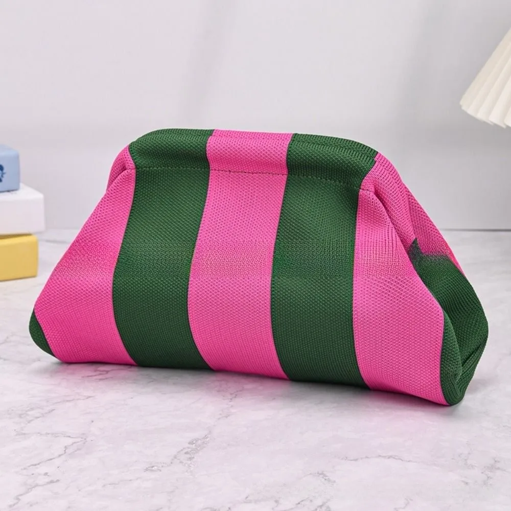 Portable Spring Closure Open Top Colorful Striped Cosmetic Bag Large Capacity Multi-purpose Toiletry Bag Makeup Pouch for Women