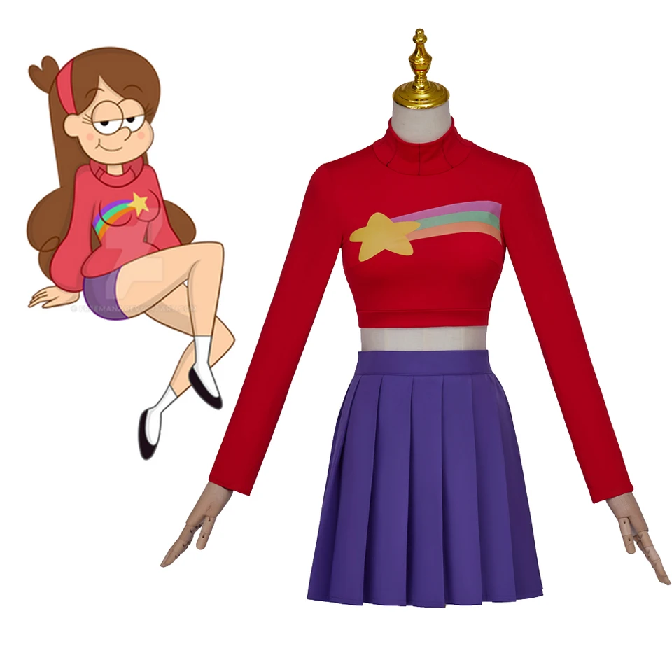 Mabel Pines Cosplay Costume Gravity Mabel Pines Sweatshirt with skirts set  women Halloween Mabel Pines Top Dress suit - AliExpress 200000532
