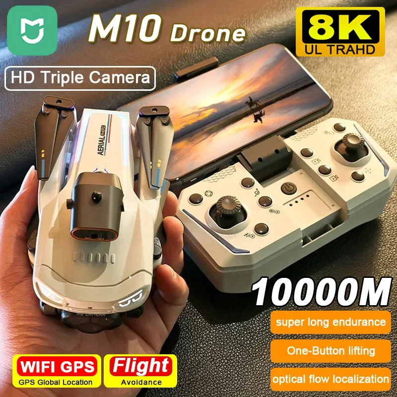 MIJIA New M10 Drone 8K HD Triple-Camera Professional Brushless Obstacle Avoidance Professional Omnidirectional Quadcopter Toys