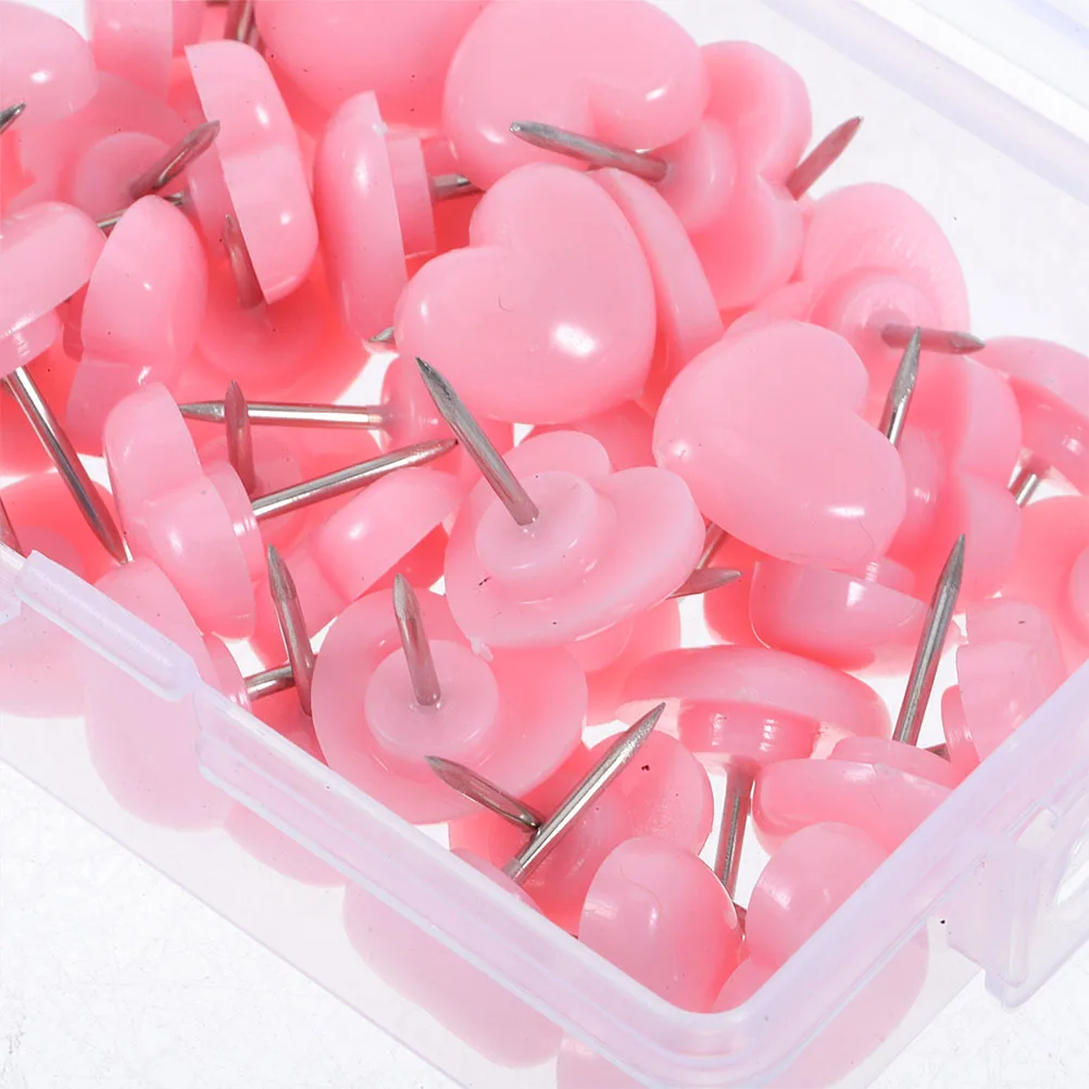 100pcs Heart Shaped Thumbtacks Metal Decorative Pushpins For Office Home School Cork Board Wall Display Tacks Aesthetic Notice