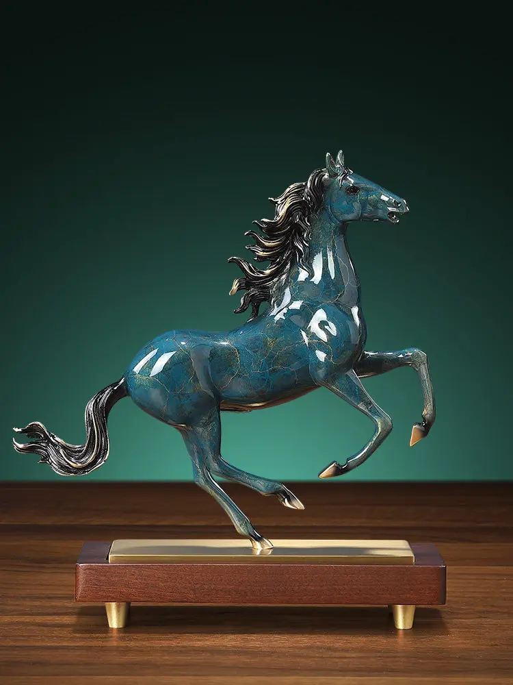 PYH Ma to Success Brass Horse Ornament Send Office High-end Living Room Rack Cabinet Company Opening Gift