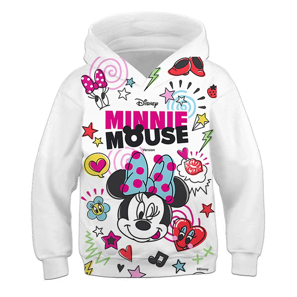 

Disney Children's Hoodie Minnie Mouse 3D Printing Hoodies Coat Cartoon Cute Kid Streetwear Boys Girls Pullover kids Long Sleeve