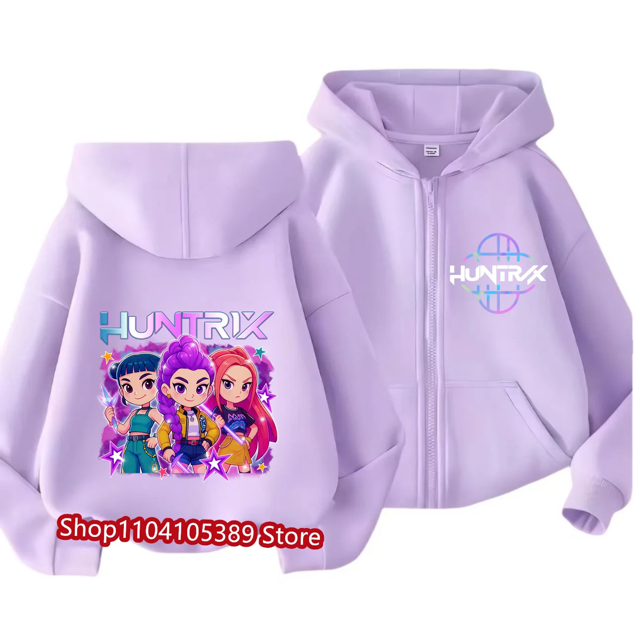 K-pop شيطان الصيادين سستة هوديس لفتاة معطف مقنع الخريف رقيقة البلوز طويلة الأكمام ملابس الاطفال سترة مقنعين عادية #4