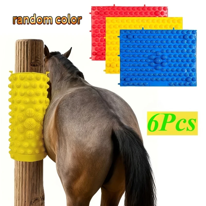 6 Pack Random Color Heavy Duty Livestock Scratching Pad Board, Durable Horse Body Massage Scratcher Brush, Itch Relief Accessory